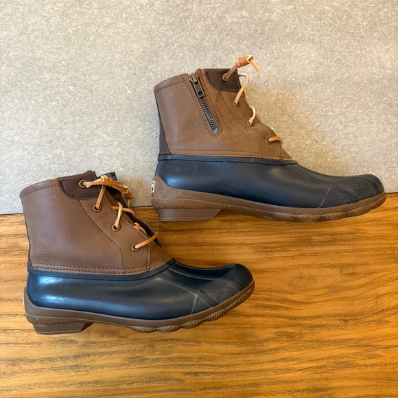 Sperry Top-Sider Saltwater Duck Boots Brown & Navy Blue Women’s Size 8M - Picture 9 of 12